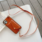 Hot Sale PU Leather Wallet Card Slot Phone Case for iPhone 12 Girl Fashion Crossbody Strap Cover for iPhone 11/6/7/8/X/XR/XS/MAX